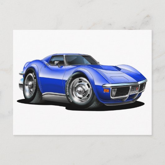 Carte Postale 1968-72 Corvette Blue Car (Devant)