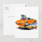 Carte Postale 1968-72 Corvette Orange Convertible (Devant / Derrière)