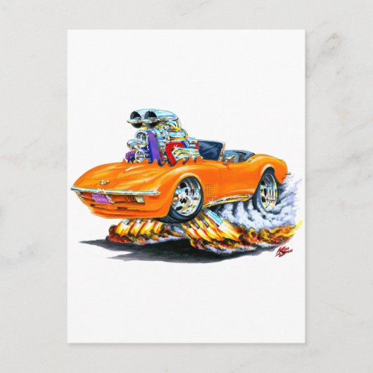 Carte Postale 1968-72 Corvette Orange Convertible (Devant)