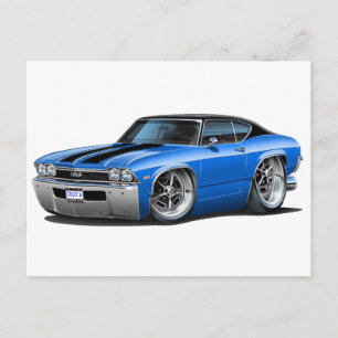 Carte Postale 1968 Chevelle Blue Black Stripes