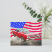Carte Postale 1968 Plymouth Roadrunner et drapeau américain (Debout devant)