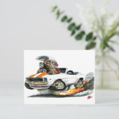 Carte Postale 1969 Camaro RS SS White-Orange Convertible (Debout devant)