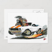 Carte Postale 1969 Camaro RS SS White-Orange Convertible (Devant / Derrière)