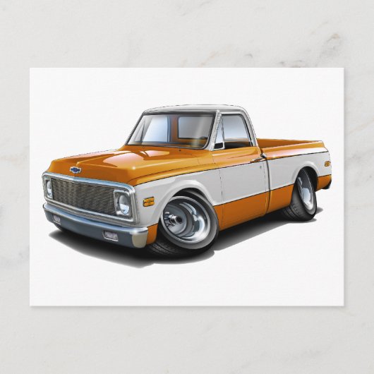 Carte Postale 1970-72 Camion Chevy C10 Orange-Blanc (Devant)