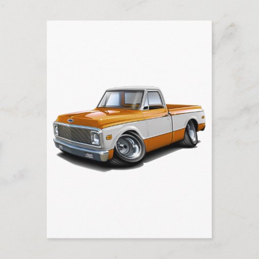 Carte Postale 1970-72 Camion Chevy C10 Orange-Blanc (Devant)