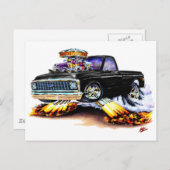 Carte Postale 1970-72 Chevy C10 Black Longbed (Devant / Derrière)