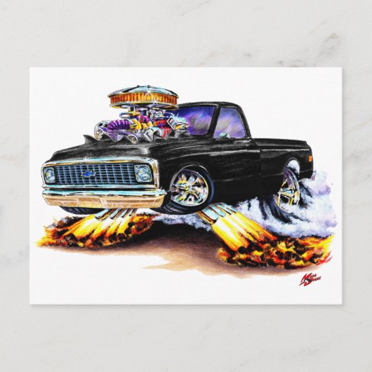Carte Postale 1970-72 Chevy C10 Black Longbed (Devant)