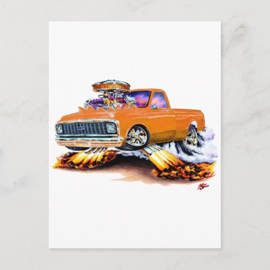 Carte Postale 1970-72 Chevy C10 Orange Lit Longbed (Devant)