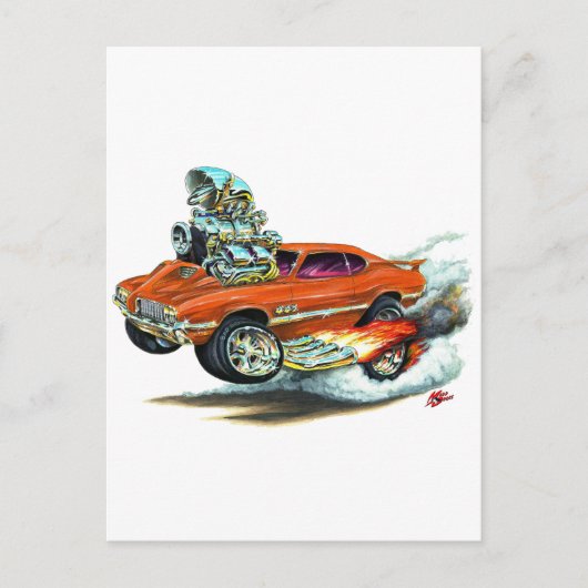 Carte Postale 1970-72 Olds Cutlass 442 Orange Car (Devant)