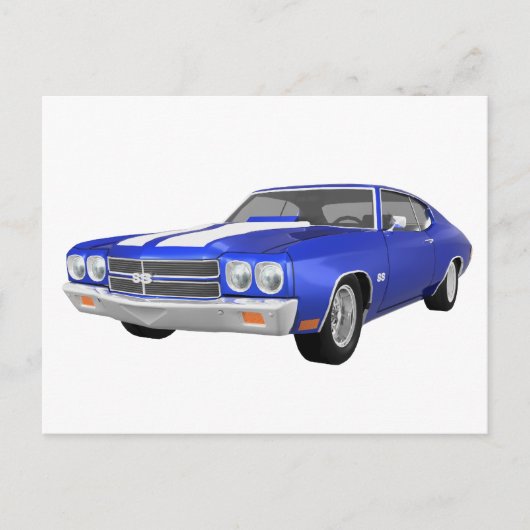 Carte Postale 1970 Chevelle SS : Finition bleue : (Devant)