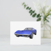 Carte Postale 1970 Corvette Sports Car : Finition bleue (Debout devant)