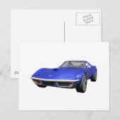Carte Postale 1970 Corvette Sports Car : Finition bleue (Devant / Derrière)
