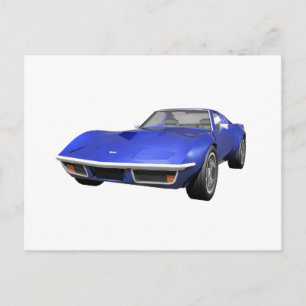 Carte Postale 1970 Corvette Sports Car : Finition bleue