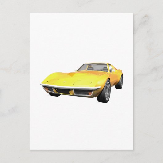 Carte Postale 1970 Corvette Sports Car : Finition jaune (Devant)