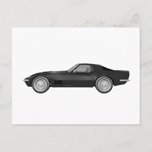 Carte Postale 1970 Corvette Sports Car : Finition noire (Devant)
