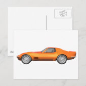 Carte Postale 1970 Corvette Sports Car : Orange Finish : (Devant / Derrière)