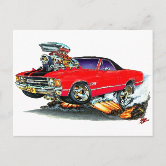 Carte Postale 1971-72 El Camino Red-Black SS Truck (Devant)