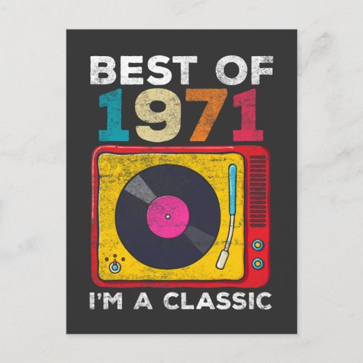 Carte Postale 1971 Né Vinyles Anniversaire 50 Ans Musique Classi (Devant)