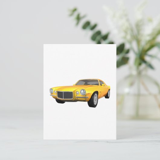 Carte Postale 1972 Camaro Z28 : Muscle Car : Fin jaune : (Debout devant)