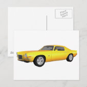 Carte Postale 1972 Camaro Z28 : Muscle Car : Jaune Finition : (Devant / Derrière)