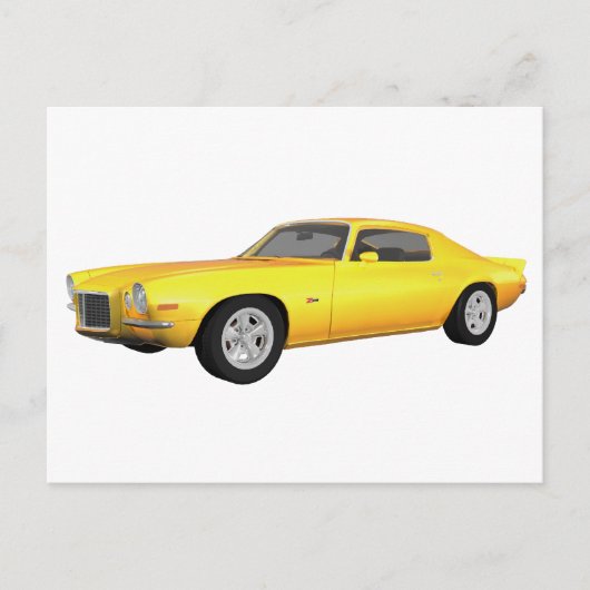 Carte Postale 1972 Camaro Z28 : Muscle Car : Jaune Finition : (Devant)