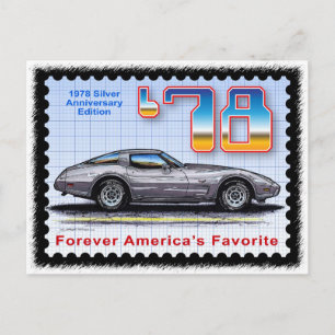 Carte Postale 1978 Anniversaire d'argent Édition spéciale Corvet
