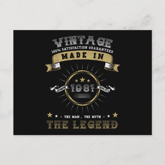 Carte Postale 1981 Né Anniversaire Vintage (Devant)