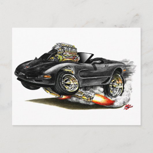 Carte Postale 1998-2004 Corvette Black Convertible (Devant)