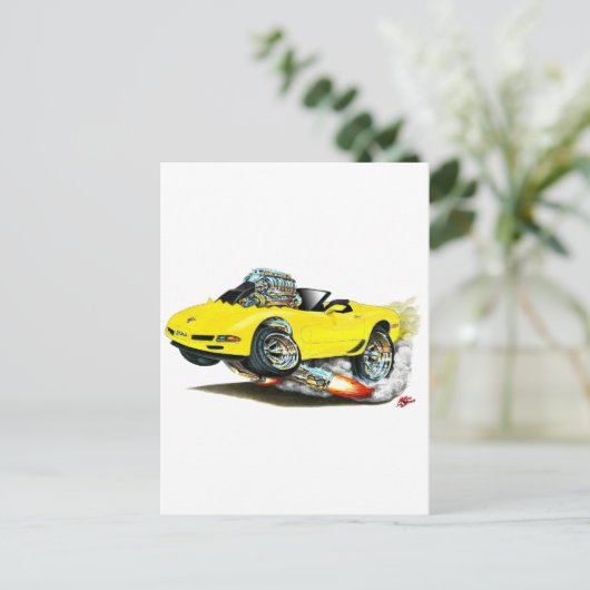Carte Postale 1998-2004 Corvette Yellow Convertible (Debout devant)