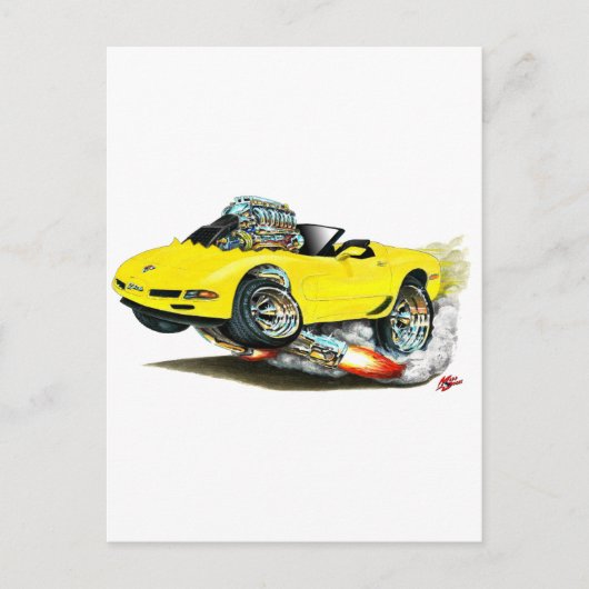 Carte Postale 1998-2004 Corvette Yellow Convertible (Devant)