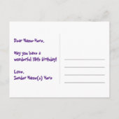 Carte Postale 19e anniversaire : Bandes roses & Cœurs, Arc-en-ci (Dos)