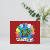 Carte Postale 19e anniversaire Cadeaux avec ballons assortis (Debout devant)