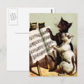 Carte Postale 19e C. Chats chanteurs (Devant / Derrière)