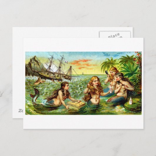 Carte Postale 19e C. Mermaids (Devant / Derrière)