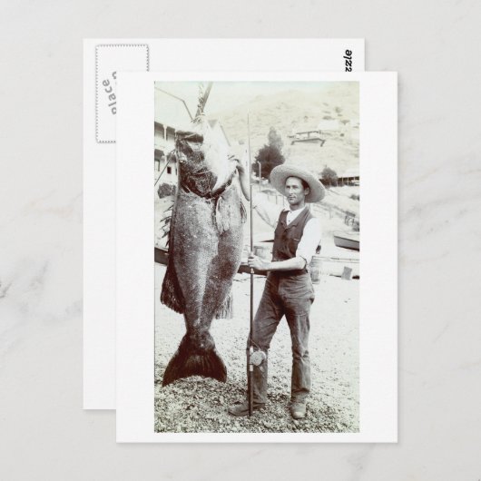 Carte Postale 19e C. Pêcheur et Goliath Grouper (Devant / Derrière)