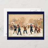 Carte Postale 19e Combat de balle de neige (Devant / Derrière)