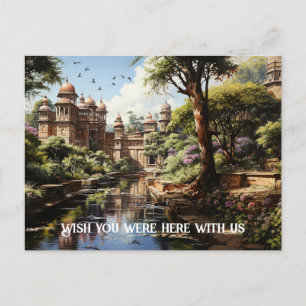 Carte Postale 19e siècle Jardin de plaisance indien peinture à l