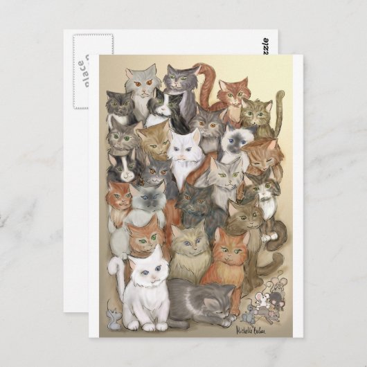 Carte Postale 1 000 chats (Devant / Derrière)
