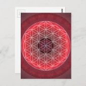 Carte Postale 1 Chakra Flower of Life rouge (Devant / Derrière)
