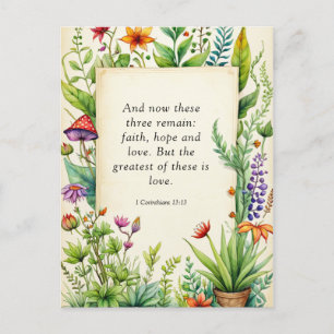 Carte Postale 1 Corinthiens 13:13 Bible chrétienne Verse