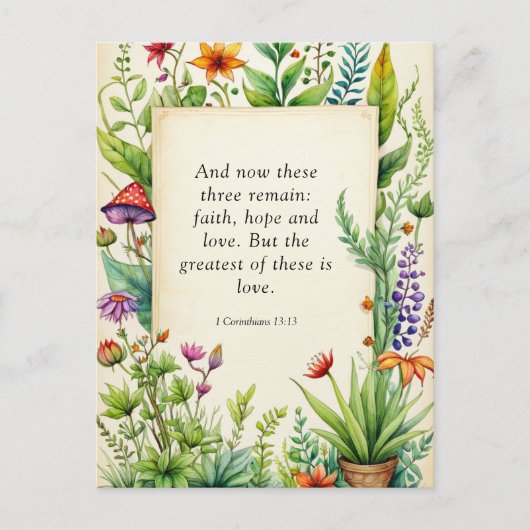 Carte Postale 1 Corinthiens 13:13 Bible chrétienne Verse (Devant)