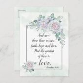 Carte Postale 1 Corinthiens 13:13 Foi Espérance Amour, Verset Bi (Devant / Derrière)