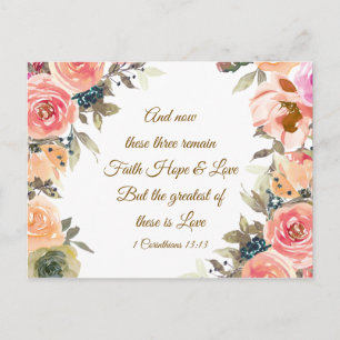 Carte Postale 1 Corinthiens 13:13 Foi Espoir Amour Bible Verse