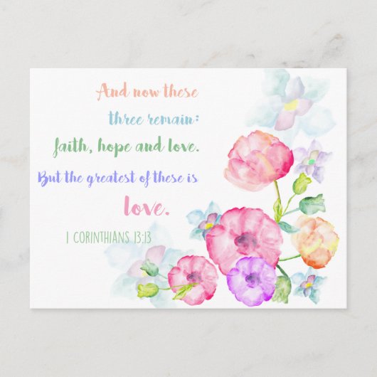 Carte Postale 1 corinthiens 13:13 Love Bible Verse (Devant)