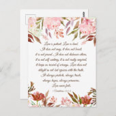 Carte Postale 1 Corinthiens 13:4-8 L'amour est patient Noces (Devant / Derrière)