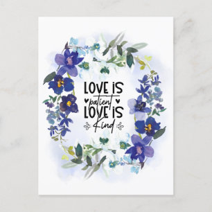 Carte Postale 1 Corinthiens 13:4 L'amour est patient Bible Verse