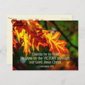 Carte Postale 1 Corinthiens 15:57 Rendons grâce à Dieu !, Automn (Devant / Derrière)