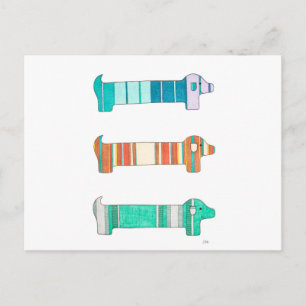 Carte postale #1 d'étude de couleur de 3 Dachshund