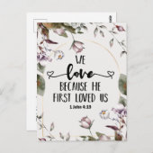 Carte Postale 1 Jean 4:19 Nous aimons parce qu'Il nous a aimés p (Devant / Derrière)
