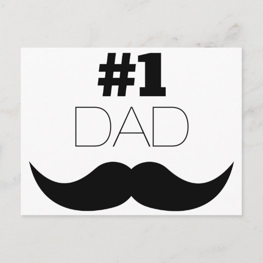 Carte Postale #1 Papa Mustache noire - Numéro Un (Devant)